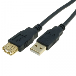 CABLE VCOM USB AM/AF GOLD PLATED BLACK 3MTR
